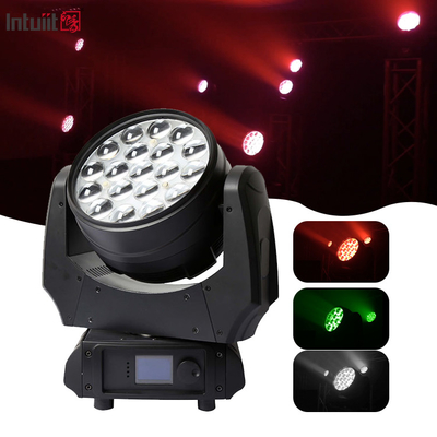 19x15w Rgbw 4in1 Led Moving Head Zoom Wash Stage Lighting Beam Led Moving Head Light Οδηγούμενος κινητός φωτισμός κεφαλής