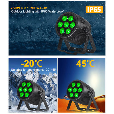 IP65 Waterproof Aluminum LED Par Light 7x20W RGBWA UV 6in1 DMX512 Professional Stage Uplight for Outdoor Event Wedding Show