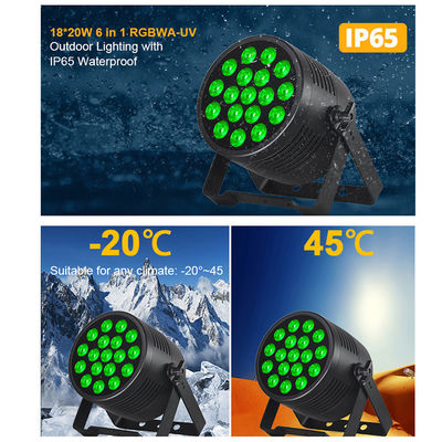 Εξωτερικό φως σκηνής IP65 Αδιάβροχο 18x20W LED Par RGBWA+UV 6 σε 1 DMX512 Φως πλύσης για γαμήλιο πάρτι Ντίσκο Εκδήλωση Φόβος κτιρίου