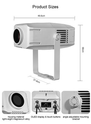 200W Αδιάβροχο Ip65 Εξωτερικού και Εσωτερικού Χώρου Προσαρμοσμένο Διαφημιστικό Gobo Led Zoom Προβολέας Λογοτύπου