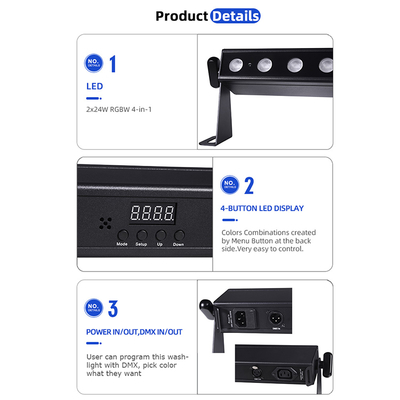24x2W DMX LED BAR RGBW 4 ΣΕ 1 LED Stage Dmx512 Wall Washer Φωτιστικά Dj Disco για Εσωτερικούς Χώρους