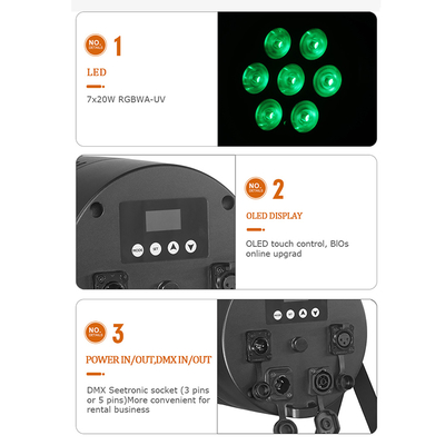 7x20w IP65 DMX512 Φώτα σκηνής Bar Party RGBWA-UV 6 σε 1 Led Par Can Light Dj Disco Party