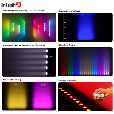 24x2W RGBW 4-in-1 LED γραμμική μπάρα πλυντηρίου τοίχων DMX512 Ηχητικά ενεργοποιημένο φως πλύσης σκηνής για κτίρια και εκδηλώσεις