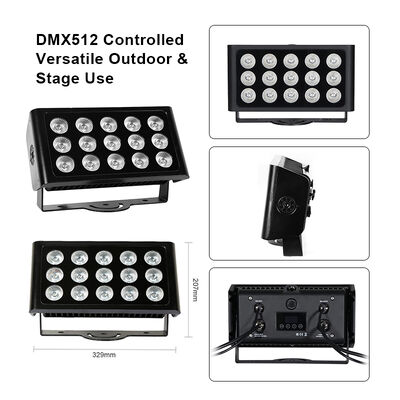 15x5W RGBW 4-in-1 IP65 εξωτερικό LED φωτιστικό φωτισμού DMX512 Αδιάβροχη ευρεία δέσμη για κήπο, σκηνή & φωτισμό κτιρίων