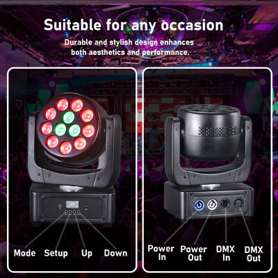 Ζεστή πώληση 12pcs 8W RGBW 4in1 Mini LED Beam Wash Moving Head Light DMX Control Sound Active Stage Lamp για νυχτερινό κλαμπ KTV