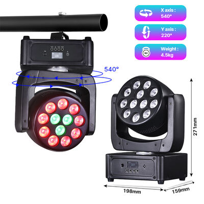 Ζεστή πώληση 12pcs 8W RGBW 4in1 Mini LED Beam Wash Moving Head Light DMX Control Sound Active Stage Lamp για νυχτερινό κλαμπ KTV