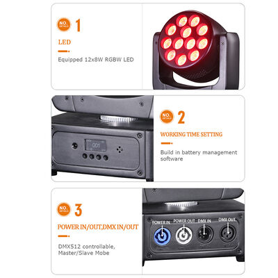 Ζεστή πώληση 12pcs 8W RGBW 4in1 Mini LED Beam Wash Moving Head Light DMX Control Sound Active Stage Lamp για νυχτερινό κλαμπ KTV