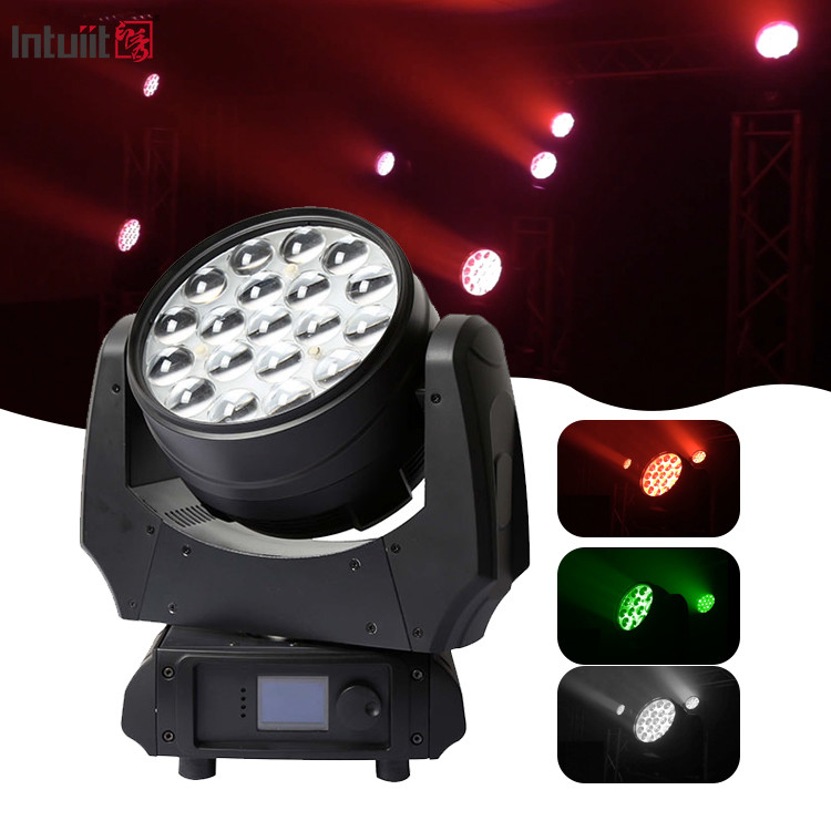 19x15w Rgbw 4in1 Led Moving Head Zoom Wash Stage Lighting Beam Led Moving Head Light Οδηγούμενος κινητός φωτισμός κεφαλής