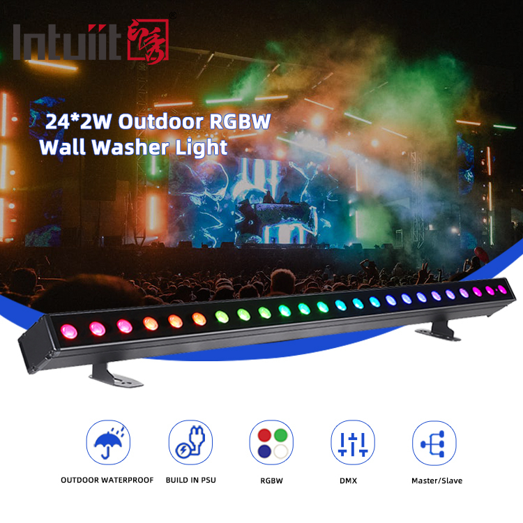 Εξωτερικό κτίριο Led Wall Washer Light IP65 24*2w Αδιάβροχο RGBW Wall Washer Bar DJ Led Pixel bar Φως σκηνικής