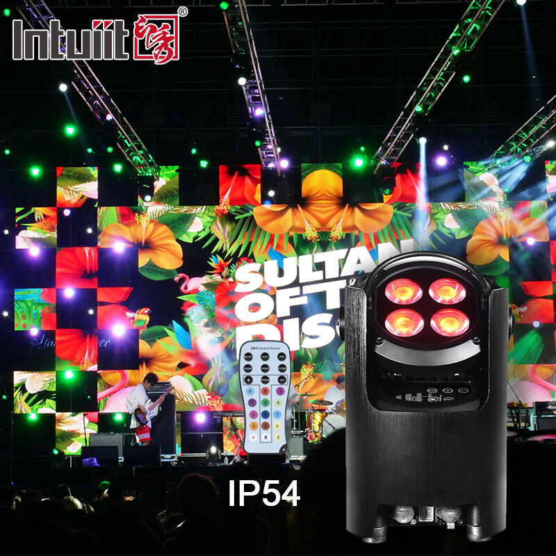 Επαγγελματική IP54 ασύρματη μπαταρία DMX LED Par Light 4 * 12W RGBW 4-in-1 - Απομακρυσμένο έλεγχο γάμου