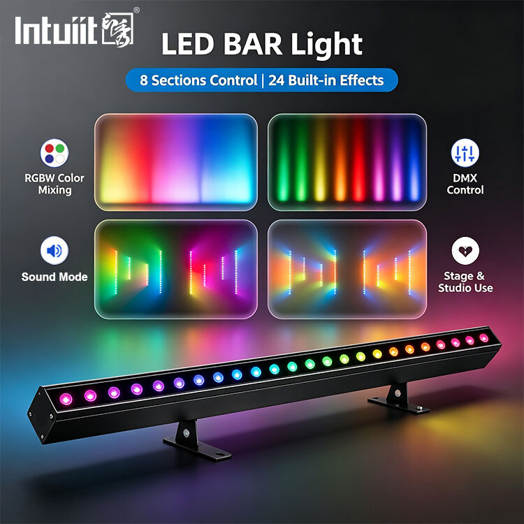 24x2W RGBW 4-in-1 LED γραμμική μπάρα πλυντηρίου τοίχων DMX512 Ηχητικά ενεργοποιημένο φως πλύσης σκηνής για κτίρια και εκδηλώσεις