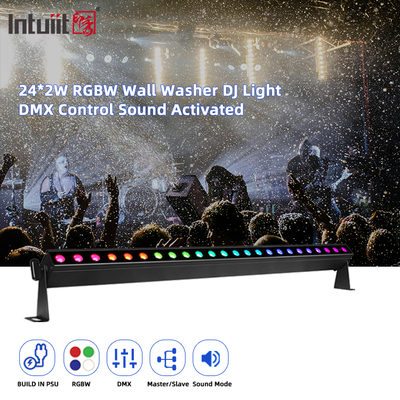 Ηχογράφηση 24pcs*2w DMX512 RGBW 4in1 Pixel Linear Bar Led Wall Washer Light Επαγγελματικό φωτισμό